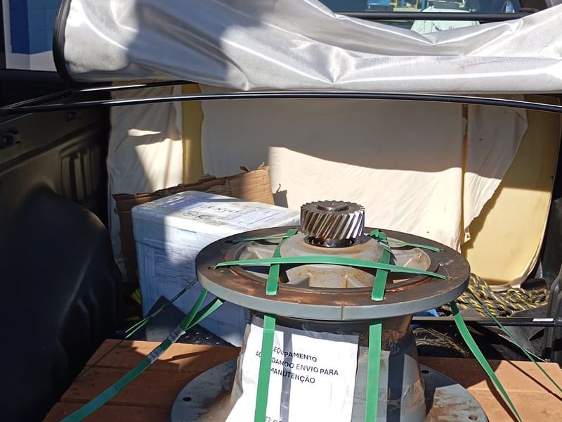 Bobina paletizada pronta para transporte